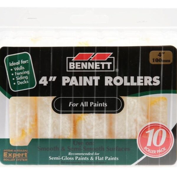 10 Pk 4" Yellow Stripe Rollers